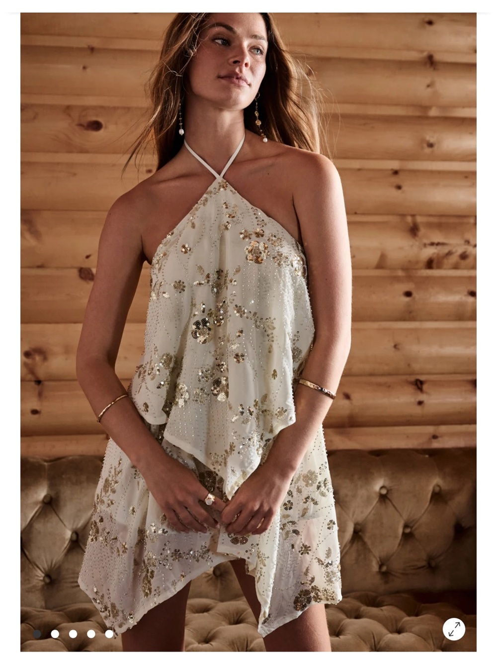 Altar’d State Jamie Ivory Sequin Beaded Mini Dress NWT | Size M | MSRP $108